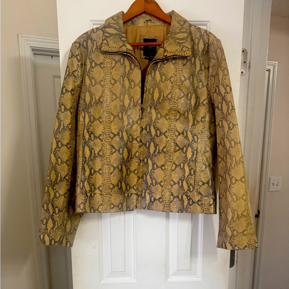 COLEBROOK & CO. SNAKE SKILL LEATHER JACKET . SIZE- XL
